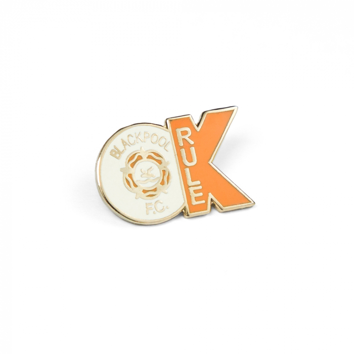 OK Badge White with Tangerine Crest